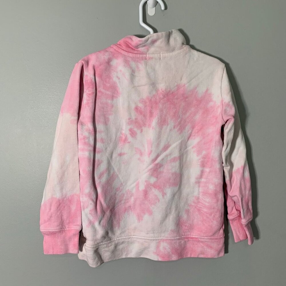5/$25 Crewcuts Girls Pink Tie Dye Quarter Zip Sweatshirt Mock Neck Size S 6-7 - Picture 5 of 5